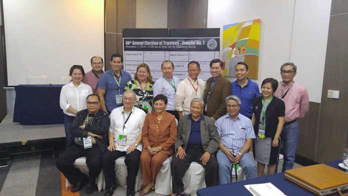 AFTER THE POLLS. Members of the ‘COMELEC’ committee of the Davao City Chamber of Commerce and Industry, Inc. –past presidents Delia M. Ladao, Bienvenido Cariaga, and Robert “Boyet” Quinto (seated 3rd, 4th and 5th from left)—pose for posterity with members of the DCCCII board of officers and a few active members after successfully supervising the 49th annual elections last Saturday at the Park Inn by Radisson. Also in photo are John Tony Ajero, John Gaisano, Cherry Faye Al-ag, John Tria, Roni Go, Yvonne Cabada, Danny Lim, BJ Jucutan, Alvin Pinpin, Dinky Puyod, Jocelyn Romero and Art Milan.