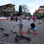 PARK HABITUES. Twin sisters feed the pigeons with seeds at Rizal Park in Davao City yesterday. The pigeons at Rizal Park are fast becoming attraction for young and old Dabawenyos. LEAN DAVAL JR.