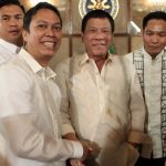 MUTUAL RESPECT. It’s all smiles for fellow Dabawenyos President Rodrigo Roa Duterte and Philippine Sports Commission Commissioner for Mindanao Charles Maxey as they meet during the oath-taking ceremony at the Rizal Hall in Malacañan Palace on Monday evening. Maxey was a former section editor of Edge Davao. ROBINSON NIÑAL/Presidential Photo