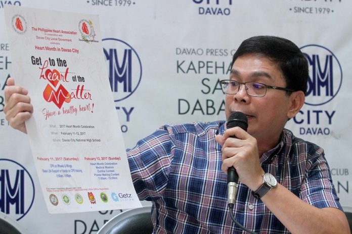 HEART MONTH. Philippine Heart Association Davao City chapter president Dr. Arnold Pasia provides the details of the organization's upcoming 2017 Heart Month celebration of February 11 to 12 at the Davao City National High School. Pasia graced yesterday’s Kapehan sa Dabaw at the Annex of SM City Davao. LEAN DAVAL JR.