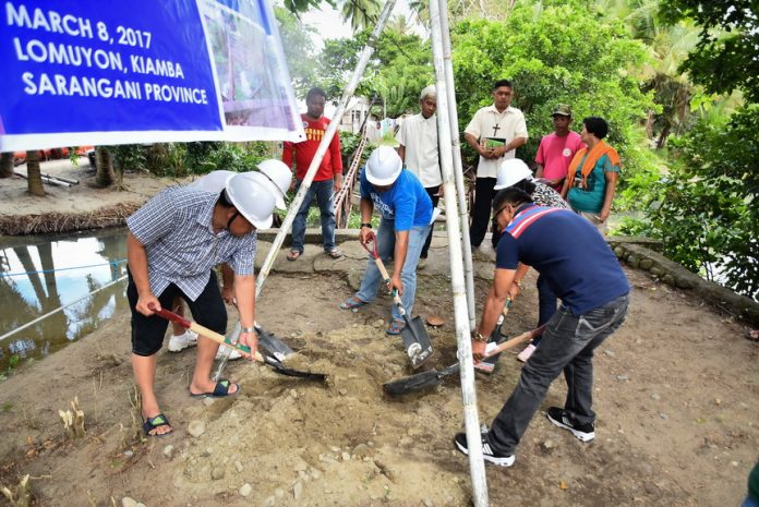 PROJECT CONNECTS SEASIDE VILLAGES. KIAMBA, Sarangani (March 9, 2017) – Photo shows the recent ground breaking ceremony of the double barrel reinforced concrete box culvert in Barangay Lomuyon, Kiamba, Sarangani Province, a joint project between the Lomuyon Barangay Council, BSPMC, and Kalahi-CIDSS. Present in the ceremony were members of Lomuyon Barangay Council and BSPMC members. Once completed, the new bridge will connect vital routes along the barangay seaside. (Avery Rotciv Valois Camposano/KIAMBA INFORMATION OFFICE)  