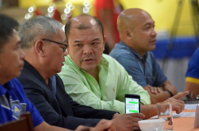 PARTNERSHIP IN DISASTER PREPAREDNESS. Sarangani Governor Steve Chiongbian Solon confers with Regional Director Reynaldo Bungubung of the Department of Interior and Local Government during the first Provincial Preparedness and Partnership Dialogue on April 6. Bungubung stressed in his remarks the significance of “preparedness and partnership” in dealing with disasters. The primary goal of preparedness “is to avert the loss of lives and assets which can be made possible by ensuring the safety and resilience of communities.” While partnership, like this dialogue, will harmonize interventions in the conduct of various disaster risk reduction management activities, Bungubung said. (Jake T. Narte/SARANGANI INFORMATION OFFICE)