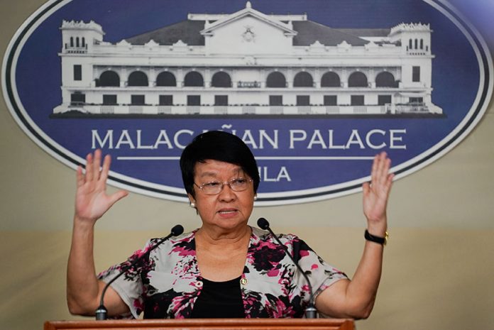 Department of Social Welfare and Development (DSWD) Secretary Judy Taguiwalo announces during a press briefing in Malacañang that their agency has already spent around P294-million worth of assistance to the internally displaced families from Marawi City. KING RODRIGUEZ/PRESIDENTIAL PHOTO