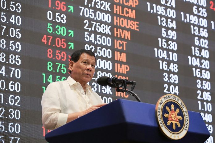 President Rodrigo Roa Duterte, in his speech during the 10th listing anniversary of the Phoenix Petroleum Philippines, Inc. (PNX) at the Philippine Stock Exchange in Makati City on July 11, 2017, reiterates his stance against corruption as he urges the public to report erring government officials. ROBINSON NIÑAL JR./PRESIDENTIAL PHOTO