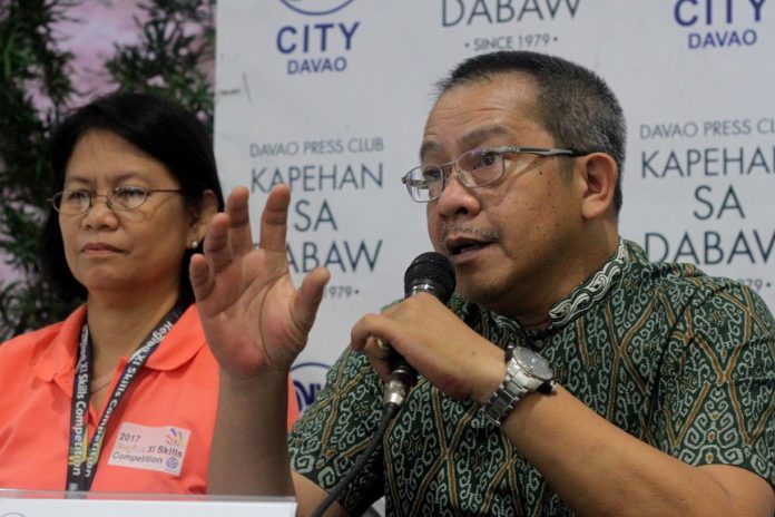 BATTLE OF SKILLS.Technical Education and Skills Development Authority (TESDA) 11 director Gaspar Gayona and ComVal provincial director Arlene Bandong talk about the agency’s programs during the Kapehan sa Dabaw at the Annex of SM City Davao on Monday where they promoted the staging of the two-day Regional Skills Competition 2017 which officially started yesterday at TESDA Regional Training Center-Korea Philippines Vocational Training Center in Buhisan, Tibungco and at the Holy Child of College of Davao. LEAN DAVAL JR.