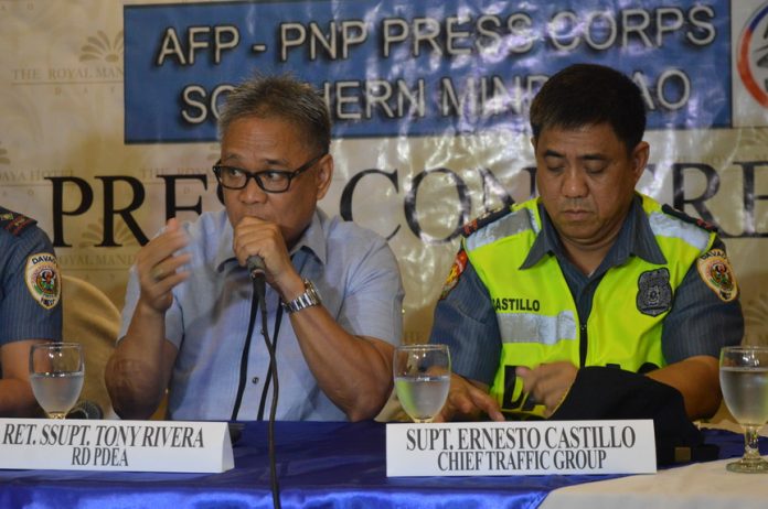 ON LIMBO. Ret. SSupt Tony Rivera (left) Regional Director of Philippine Drug Enforcement Agency Region XI announces that his office is still waiting for the additional directives from the National Agency during the AFP-PNP Press Corps Southern Mindanao Media Briefing on Thursday. Together with him is Supt. Ernesto Castillo (Right) Chief of Davao City Traffic Group. ANGIE SAVERON