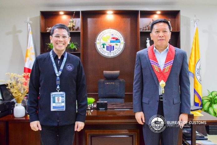 Bureau of Customs (BOC)-Port of Davao District Collector, Atty. Erastus Sandino B. Austria receives Consul General Li Lin, at the BOC Compound, on March 11, 2022, where they discussed trade potentials in Davao Region and Chinese Provinces