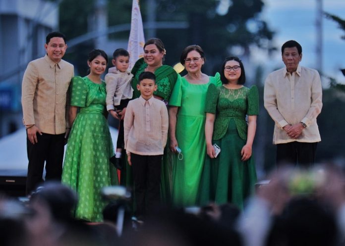 Vice President Sara Duterte-Carpio poses for a photograph with her family after being inaugurated as the 15th Vice President of the country on Sunday afternoon in Davao City. Edge Davao