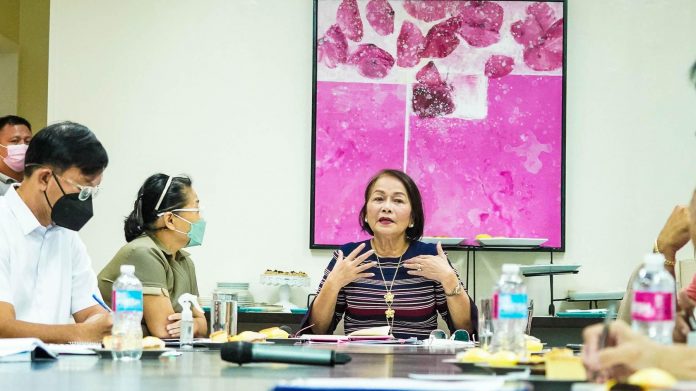 Davao Oriental Governor Corazon Malanyaon reiterates her position in enforcing strict regulations of all mining activities in the province during the Mining Industry Briefing with the Mines and Geosciences Bureau (MGB) at the Provincial Capitol. Photo by Eden Jhan Licayan/DavOr PIO