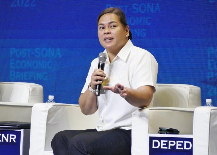 Vice President and Education Secretary Sara Duterte attends Post-SONA Economic Briefing initiated by the Bangko Sentral ng Pilipinas and Department of Finance. VP Sara named her staff in the Office of the Vice President (OVP) and the Department of Education (DepEd). Photo from the official FB page of Inday Sara Duterte