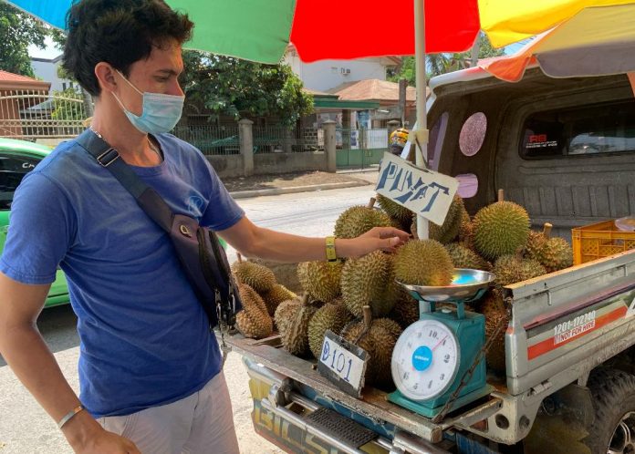 A durian vendor sells 