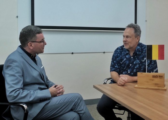 Belgium Ambassador to the Philippines Michel Parys chats with Park Inn by Radisson Davao general manager Sven Toune, a Belgian national, during the former's visit in Davao City on Friday. Parys bared that the Belgian government, through its partner Belgian companies, is planning to bolster its investments in the province of Davao Oriental. Edge Davao