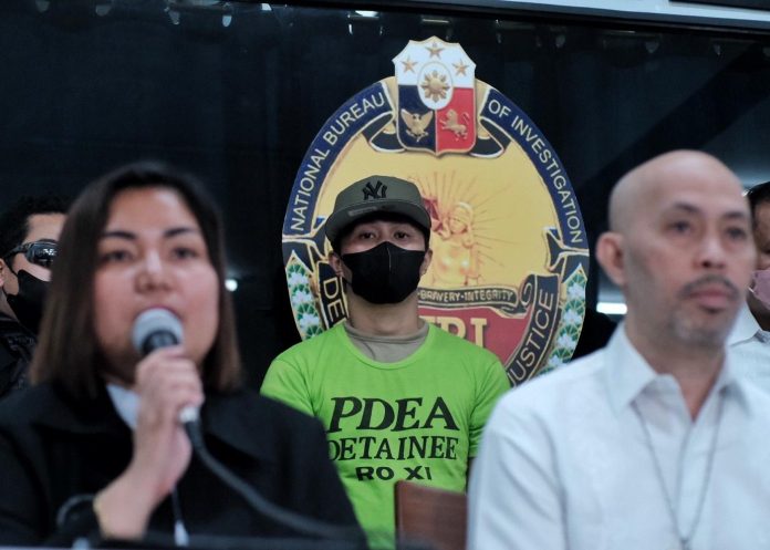 Philippine Drug Enforcement Agency 11 (PDEA 11) director III Naravy Defensor-Duquiatan (left), together with Arcelito Albao (right), director of NBI Southeastern Mindanao Regional Office (NBI-SEMRO), interacts with local media regarding the arrest of bar owner Joey Toledo following a buy-bust operation on early Sunday morning, during a presser held at the NBI 11 office along J.P. Laurel Avenue in Davao City on Monday. LEAN DAVAL JR.