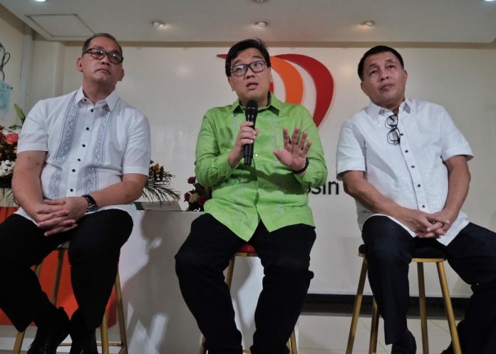 Jesse Teo, chief financial officer of Monde Nissin chief finance officer Jesse Teo, together with biscuits and bakery business unit head Romeo Marañon and Davao plant manager Jun Matayabas, says during the presser after the company's ground breaking ceremony for its Davao plant expansion that the expansion not only enhances its manufacturing capacity but also strengthens its network of partner distributors and retailers. LEAN DAVAL JR.