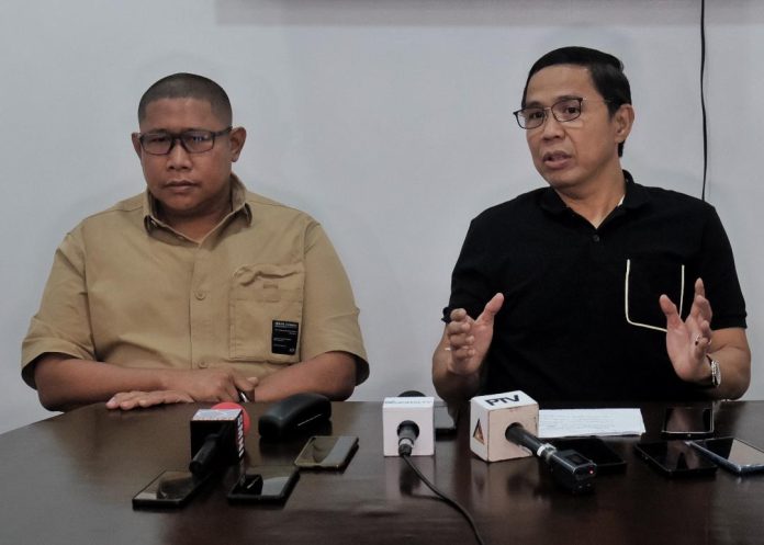 Mayor Khadafeh “Toy” Mangudadatu (left) of Pandag, Maguindanao del Sur and his legal counsel, lawyer Israelito Torreon, deny in a presser in Davao City over the weekend that the former's camp is the one responsible in the shooting incident that happened during the conduct of Barangay and Sangguniang Kabataan (BSKE) 2023 in the Municipality of Pandag. Mangudadatu and the camp of Mohajeran “Odjie” Balayman, who took his oath of office as mayor of Pandag last May 15, have been engaged in a legal battle since after the May 2022 elections. Mangudadatu was proclaimed the winner by the Commission on Elections in 2022, but Balayman protested and brought his case to the court, which favored a recount. Both camps have since filed appeals and counter-appeals. LEAN DAVAL JR