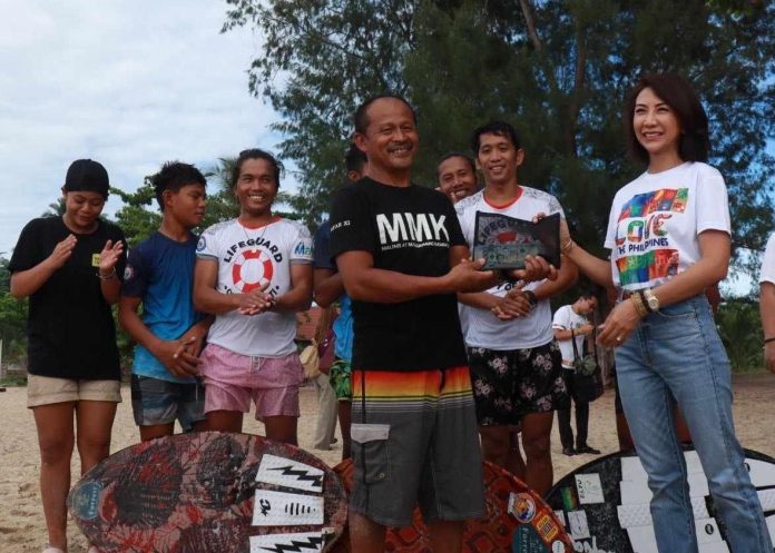 Tourism Sec. Christina Frasco visits the pawikan hatchery in Menzi area in Dahican Beach, Mati City on Monday morning. Frasco is in Mati City to distribute cash assistance for displaced workers during the onslaught of shearline a d LPA in the city and the province. CIO Mati